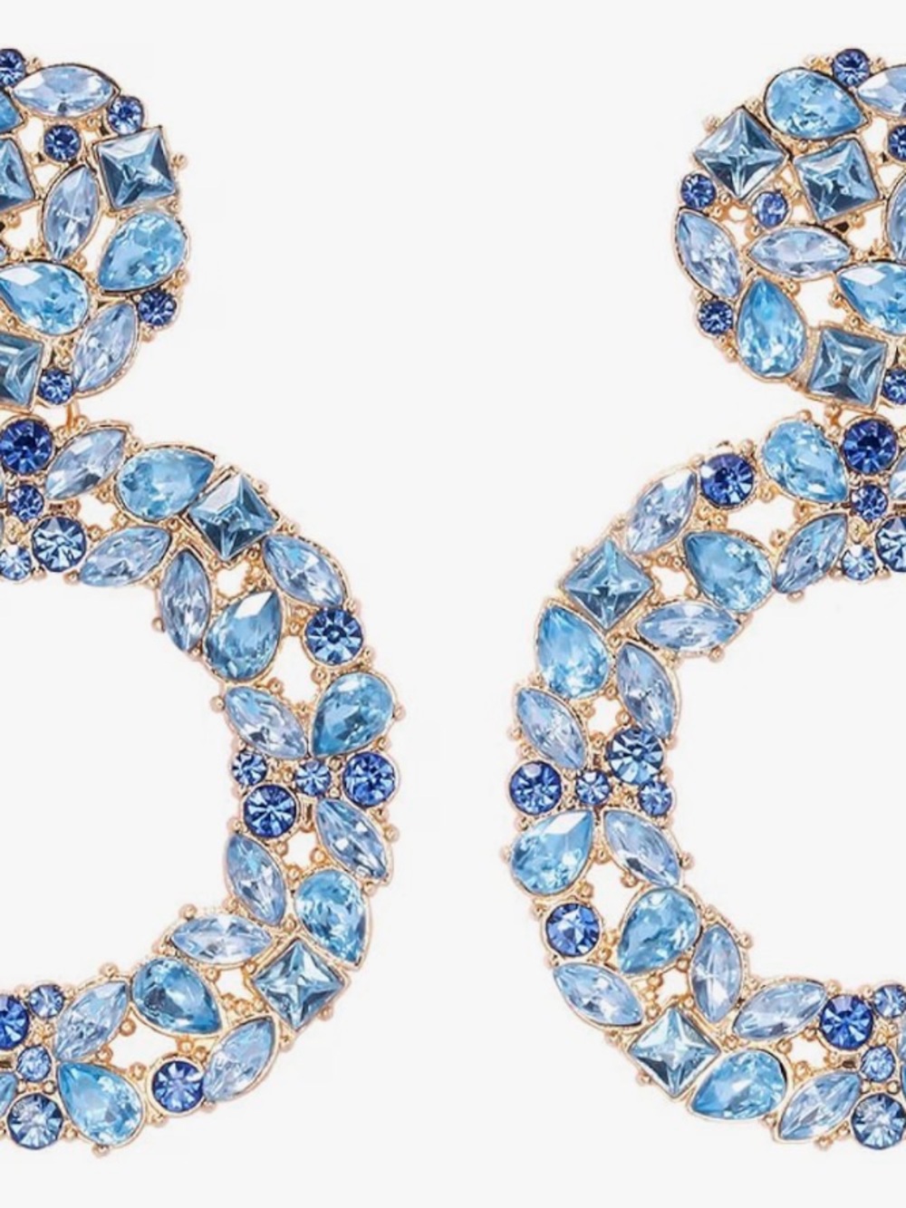 Blue Crystal Hoop Earrings by